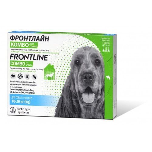 Капли на холке Boehringer Ingelheim Frontline Combo для собак от 10 до 20 кг 3 пипетки 1009090_1 уп.(3пип.) фото