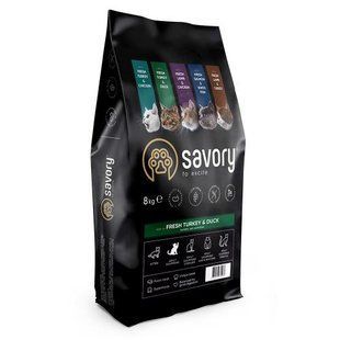 Сухий корм Savory для котів гурманів, зі свіжою індичкою та качкою, 8 кг 30068 фото