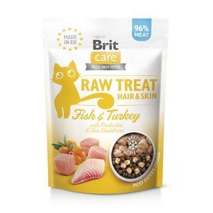 Лакомства для кошек Brit Raw Treat Hair & Skin Freeze-dried с рыбой и индейкой, 40 г 112190 фото