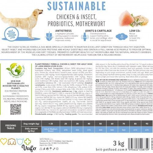 Сухой корм Brit Care Dog Sustainable Adult Large Breed для собак больших пород, с курицей и насекомыми, 12 кг 172183 фото