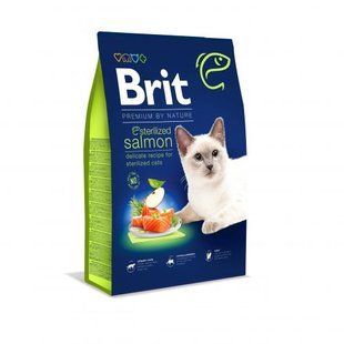 Сухой корм Brit Premium Cat by Nature Sterilized Salmon для стерилизованных кошек, с лососем, 8 кг 171872 фото