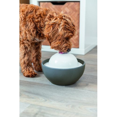 Фонтан Trixie Vital Dome керамічний для собак 1,5 л 20х10х20 см сіро-білий 24448 фото