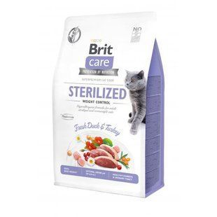 Сухой корм Brit Care Cat GF Sterilized Weight Control для стерилизованных кошек с избыточным весом, утка и индейка, 400 г 171295 фото