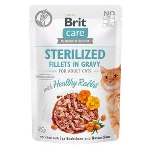 Влажный корм Brit Care Cat Pouch для стерилизованных кошек, филе в соусе, кролик, 85 г 100526/0488 фото