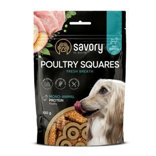 Монопротеїнові ласощі для собак Savory Monoprotein Squares Fresh Breathe rich in Poultry для здорового подиху, з м&rsquo;ясом птиц 1111218305 фото