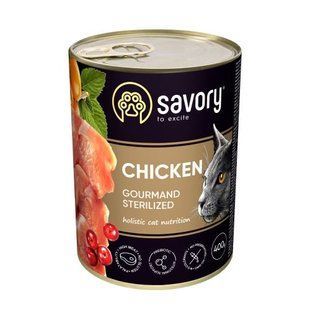 Вологий корм Savory для стерилізованих котів, з куркою, 400 г 30761 фото
