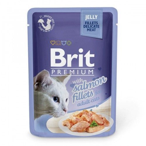 Набір вологих кормів Brit Premium pouches &laquo;Сімейна тарілка філе в желе&raquo; для котів, асорті із 4 смаків, 12 шт. х 85 г 111245/408 фото