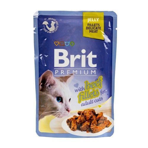 Набір вологих кормів Brit Premium pouches &laquo;Сімейна тарілка філе в желе&raquo; для котів, асорті із 4 смаків, 12 шт. х 85 г 111245/408 фото