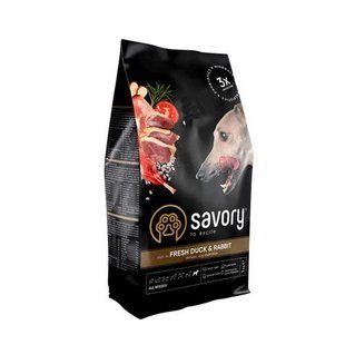 Сухой корм Savory для собак всех пород, со свежей уткой и кроликом, 1 кг 30167 фото