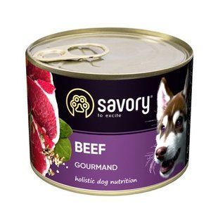 Влажный корм Savory для взрослых собак всех пород, с говядиной, 200 г 30426 фото