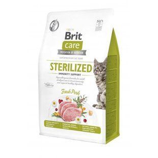 Сухой корм Brit Care Cat by Nutrition Sterilized Immunity Support для стерилизованных кошек, со свининой, 400 г 172544 фото
