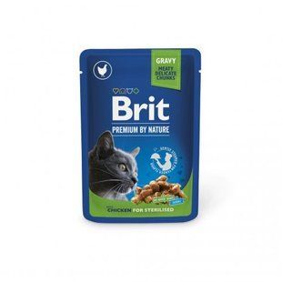 Вологий корм Brit Premium Cat Pouch для стерилізованих котів, з куркою, 100 г 100275/506033 фото