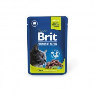 Вологий корм Brit Premium Cat pouch для стерилізованих котів, ягнятина, 100 г 111831 фото