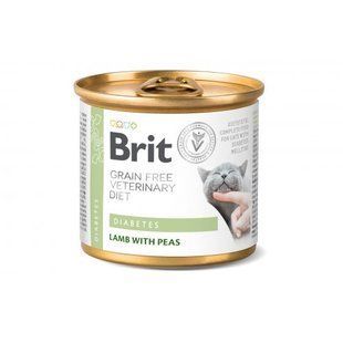 Влажный корм Brit GF VetDiet Diabetes для кошек, при сахарном диабете, с ягненком и горохом, 200 г 100710 фото