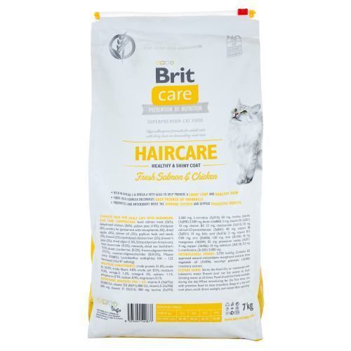 Сухой корм Brit Care Cat GF Haircare Healthy & Shiny Coat для кошек, уход за кожей и шерстью, лосось и курица, 7 кг 171305 фото