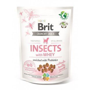 Лакомства для щенков Brit Care Dog Crunchy Cracker Puppy Insects для роста, насекомые, сыворотка и пробиотики, 200 г 100628 фото