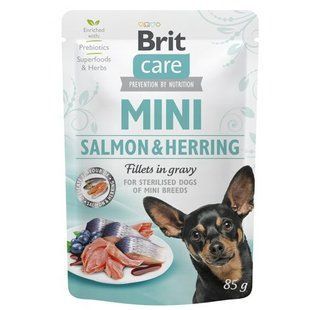 Влажный корм Brit Care Mini для собак, с филе лосося и сельди в соусе, 85 г 100219/4449/100914 фото