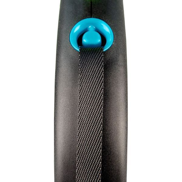 Рулетка Flexi Black Design для собак, лента, размер M, 5 м (синяя) FL 034033 фото