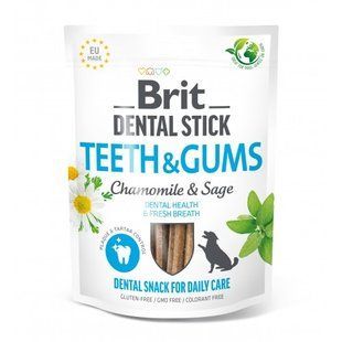 Лакомства для собак Brit Dental Stick Teeth & Gums здоровые десна и зубы, ромашка и шалфей, 7 шт, 251 г 112102 фото
