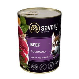 Влажный корм Savory для взрослых собак всех пород, с говядиной, 400 г 30433 фото