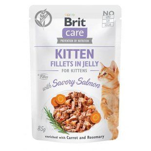 Вологий корм Brit Care Cat Pouch для кошенят, в желе, пікантний лосось, 85 г 100537/0594 фото