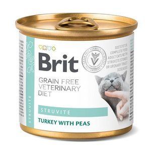 Влажный корм Brit GF VetDiet Struvite для кошек, при мочекаменной болезни, с индейкой и горохом, 200 г 100713/9863 фото