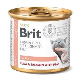 Влажный корм Brit GF VetDiet Renal для кошек при хронической почечной недостаточности, с тунцем, лососем с горохом, 200 г 100714/9870 фото