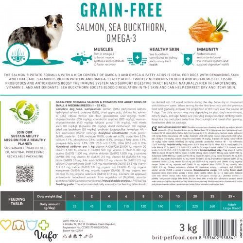 Сухой корм Brit Care Dog Grain-free Adult для собак малых и средних пород, беззерновой с лососем, 12 кг 172198 фото