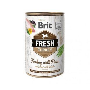 Консервированный корм Brit Fresh Turkey/Peas для собак, с индейкой и горошком, 400 г 100157/3879 фото