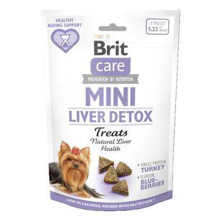 Лакомство Brit Care Mini Treats Liver Detox для собак малых пород, для детокса печени, с индейкой и вкусом черники, 50 г 112375 фото