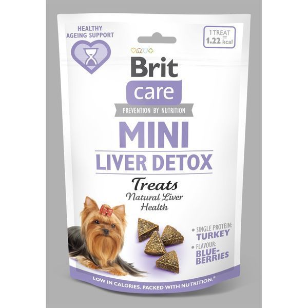 Лакомство Brit Care Mini Treats Liver Detox для собак малых пород, для детокса печени, с индейкой и вкусом черники, 50 г 112375 фото