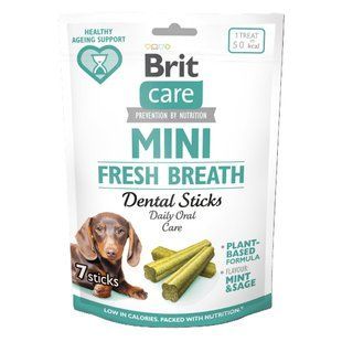 Лакомство Brit Care Mini Treats Fresh Breath для собак малых пород, для свежего дыхания и здоровья зубов, 7 шт/120 г 112376 фото