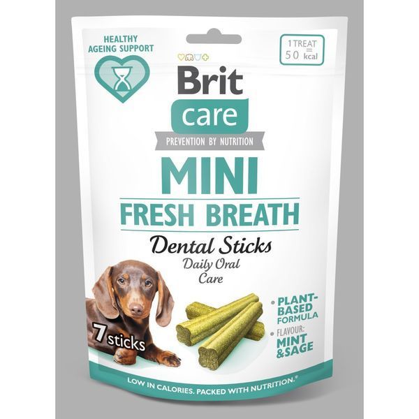 Лакомство Brit Care Mini Treats Fresh Breath для собак малых пород, для свежего дыхания и здоровья зубов, 7 шт/120 г 112376 фото