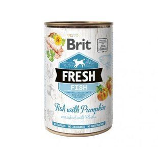Консервированный корм Brit Fresh Fish/Pumpkin для собак с рыбой и тыквой, 400 г 100162//3923 фото