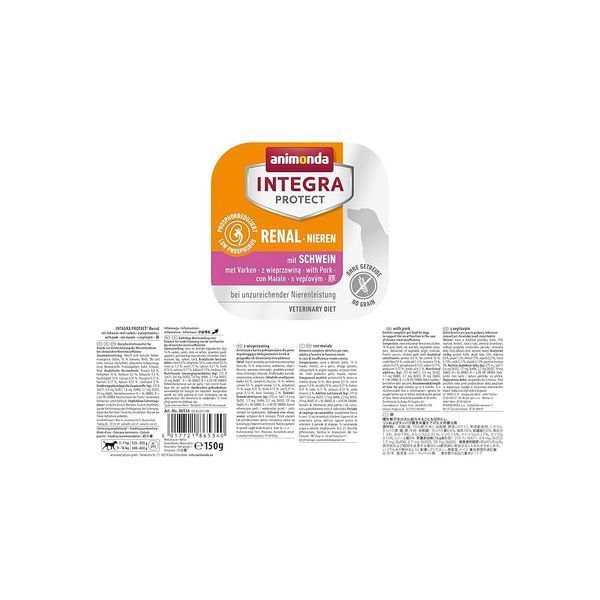 Корм влажный ветеринарный для собак Integra Protect Renal with Pork моно свинина, при болезнях почек, 150 г 86534IPR фото