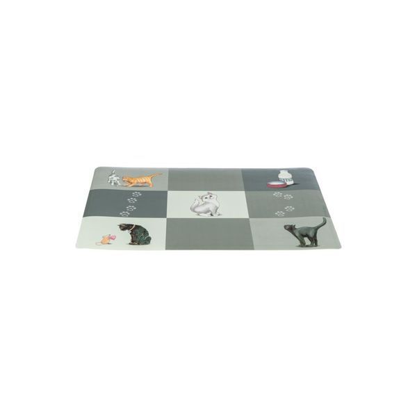 Коврик Trixie Patchwork под миски для кошек, пластиковый, 44х28 см (серый) 24579 фото