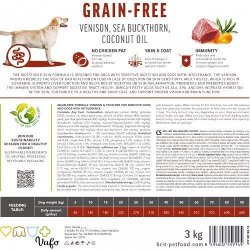 Сухой корм Brit Care Dog Grain-free Sensitive для собак с чувствительным пищеварением, беззерновой с олениной, 12 кг 172210 фото