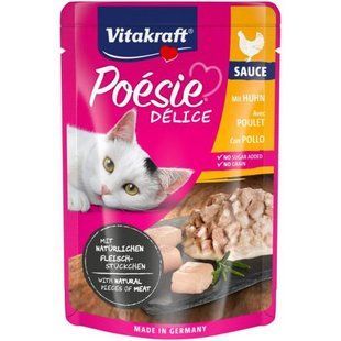 Вологий корм Vitakraft Po&eacute;sie D&eacute;lice для котів, курка в соусі, 85 г 35284 фото