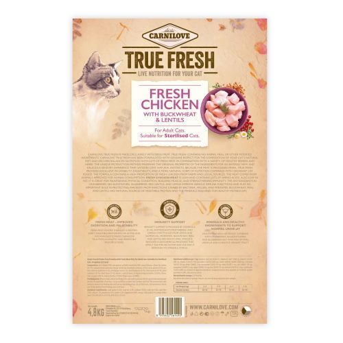 Сухий корм Carnilove True Fresh Cat для для дорослих котів, з куркою, 4,8 кг 172164 фото