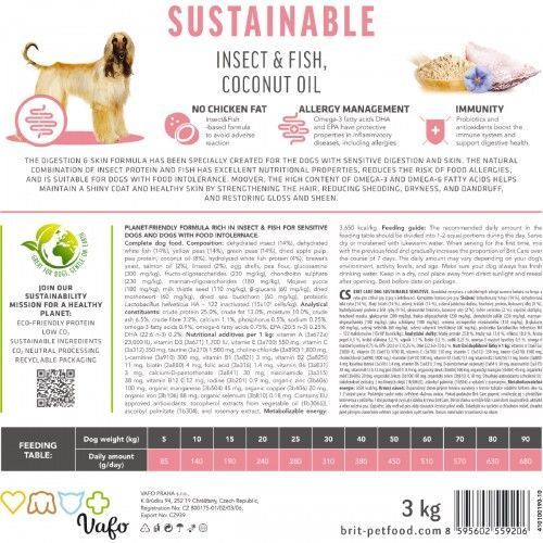 Сухой корм Brit Care Dog Sustainable Sensitive для собак с чувствительным пищеварением, с рыбой и насекомыми, 3 кг 172188 фото