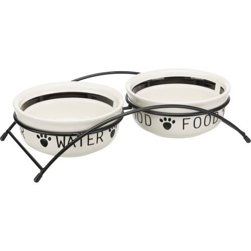 Миски Trixie Eat on Feet для собак, на металевій підставці, керамічні, 15 см, 2х600 мл 24641 фото