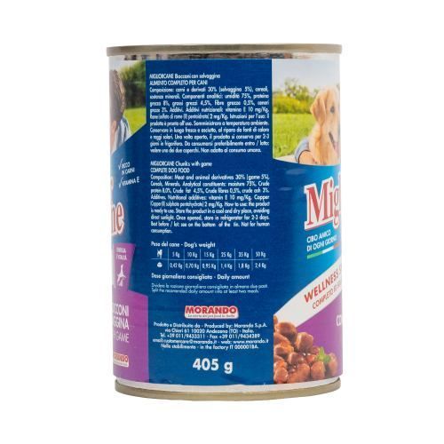 Влажный корм Migliorcane для собак, с кусочками дичи, 405 г 01125 фото