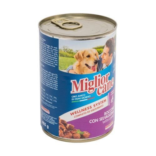 Влажный корм Migliorcane для собак, с кусочками дичи, 405 г 01125 фото