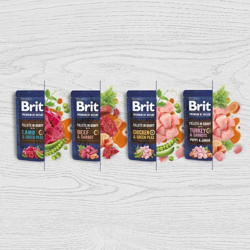 Корм влажный Brit Premium Fillets in Gravy Turkey & Carrots Puppy для щенков малых пород филе в соусе индейка и морковь 85 г 101243 фото