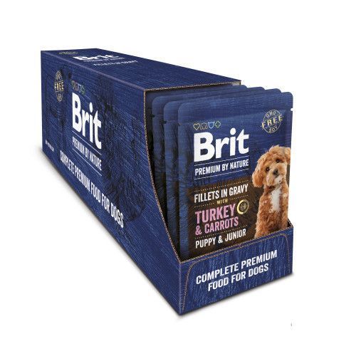 Корм влажный Brit Premium Fillets in Gravy Turkey & Carrots Puppy для щенков малых пород филе в соусе индейка и морковь 85 г 101243 фото
