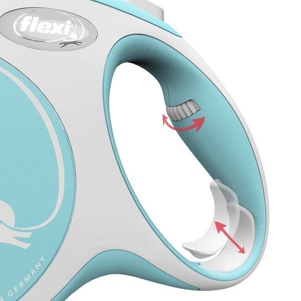 Рулетка Flexi New Comfort для собак, стрічка, розмір M, 5 м (блакитна) FL 043615 фото