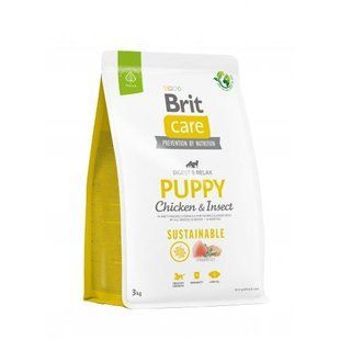 Сухой корм Brit Care Dog Sustainable Puppy для щенков, с курицей и насекомыми, 3 кг 172170 фото