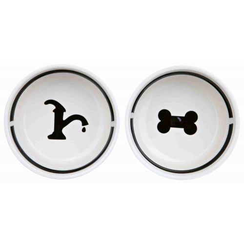 Миски Trixie Eat on Feet для собак, на металевій підставці, керамічні, 13 см, 2х250 мл 24640 фото