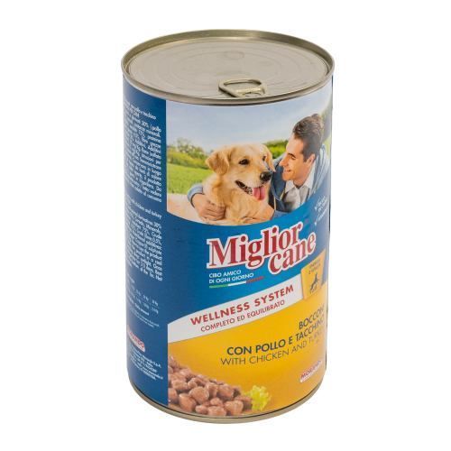 Вологий корм Migliorcane для собак, зі шматочками курки та індички, 1250 г 01154 фото