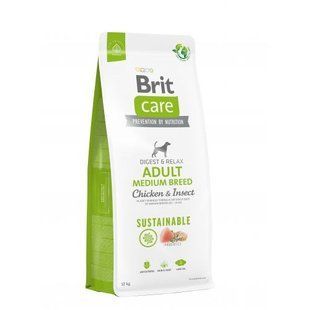 Сухой корм Brit Care Dog Sustainable Adult Medium Breed для собак средних пород, с курицей и насекомыми, 12 кг 172177 фото